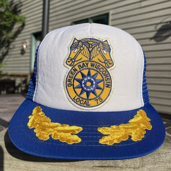 Vintage Teamsters Green Bay Wisconsin Local 75 Snapback Trucker Hat Cap - Picture 1 of 9